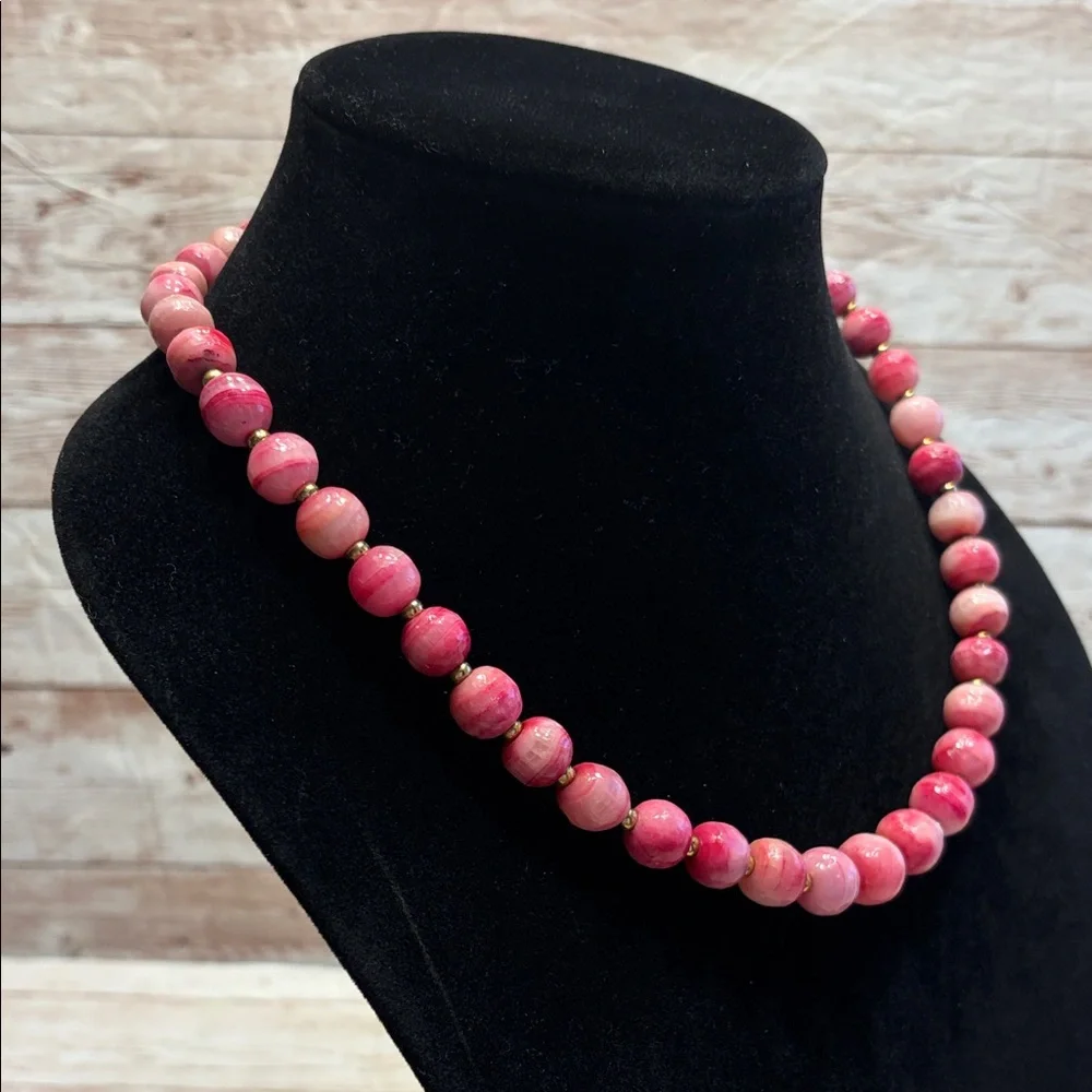 Elegant Rhodochrosite Pink Beaded Necklace